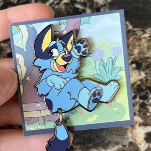 Blue-Heeler Enamel Pin with Waggle Tail