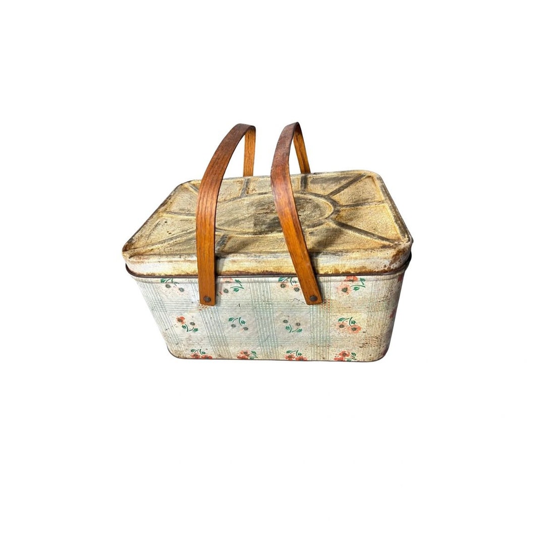 Vintage Tin Picnic Basket With MCM Regaline Picnic Set Etsy