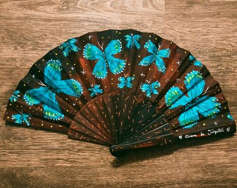 Hand painted fan. Butterflies. Art on fan.