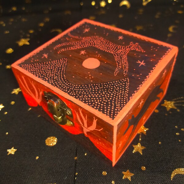 Hand painted wooden box / Folk artwork wood