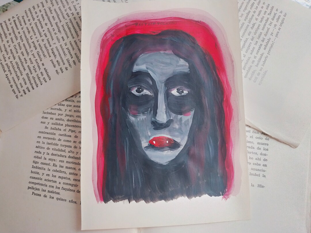 Original Painting on Book Page Recycled Art Etsy