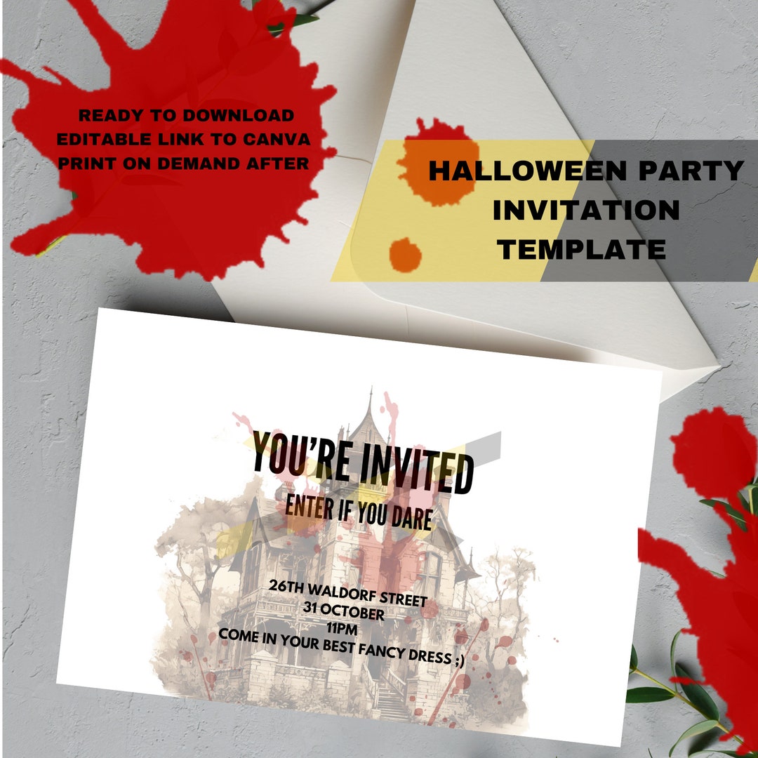 Scary Halloween Party Invitation Template - Etsy