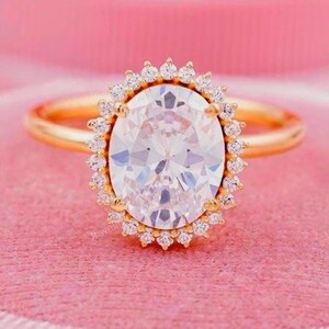 Oval Moissanite Engagement Ring: 14k Yellow Gold Solitaire