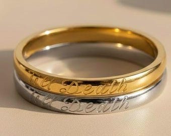 Till Death Ring 14K Solid Gold Dainty Minimalist Ring Personalized Till Death Wedding Anniversary Gift, Promise Ring Statement Ring Symbolic