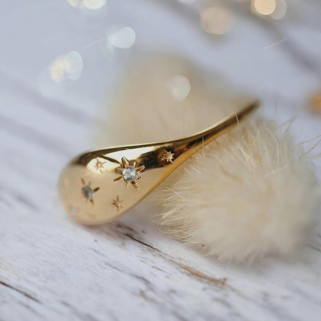 Celestial Band Ring, Signet Stars Ring, Celestial Wedding Ring, Dome ...