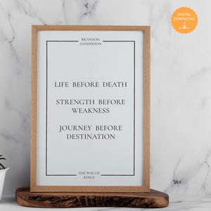 Stormlight Archive Oaths Print | Way of Kings Digital Wall Art | Life Before Death Quote | Brandon Sanderson Fantasy Poster