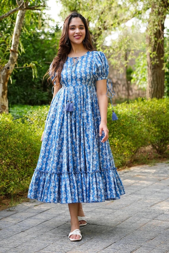 Blue Dress/ Maxi Dress/ New Dress/ Floral Dress/ Indian Wear/ Kurta Kurti  Set/ Salwar Suit/ Indian Design/ Designer Dresses/ Fancy Clothes - Etsy