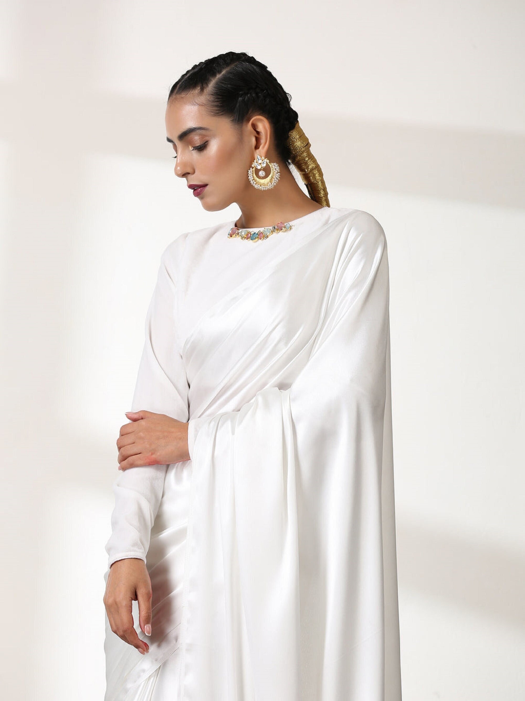 Buy White Linen Saree Online In India -  India