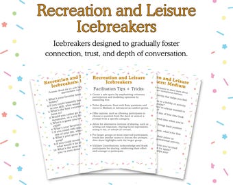 Therapeutic Recreation Icebreakers for Recreational Therapists, Activity Professionals, Group Therapy