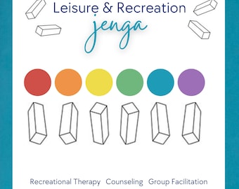 Leisure and Recreation Jenga Questions and Prompts for Recreational Therapists, Activity Professionals, Clinical Mental Health Counselors
