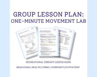 One-Minute Movement Lab, Recreational Therapy Group Activity, Emotional Regulation Facilitator Guide, Digital Download