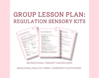 Sensory Regulation Group Activity, Recreational Therapy Facilitator Guide, Coping Skills Kit, Digital Download
