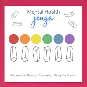 Jenga Questions et invites sur la santé mentale pour les ludothérapeutes, les professionnels de l'activité physique et les conseillers cliniques en santé mentale