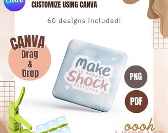 60 DESIGNS Square Badge Printables! Motivational | Verse | Relationship | 50mm/ 2Inches Square | Drag and Drop | Canva Frames