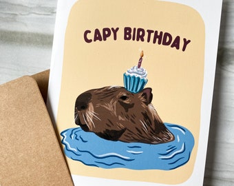 Capybara Birthday Card, Capybara Gift, Card for Kids Birthday, Punny Birthday, Funny, Capy Birthday