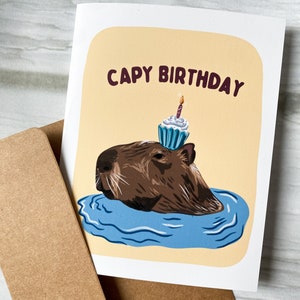 Capybara Birthday Card, Capybara Gift, Card for Kids Birthday, Punny Birthday, Funny, Capy Birthday