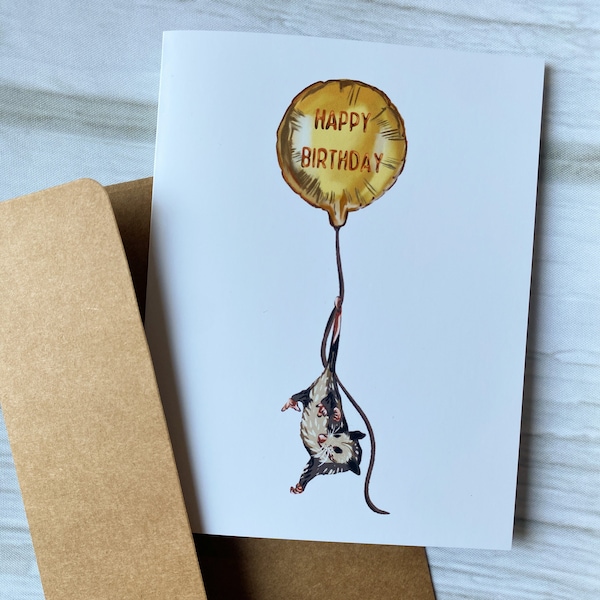 Possum Birthday Card, Funny Opossum Gift, Happy Birthday Card, Cottagecore Birthday, Animal Lover Birthday