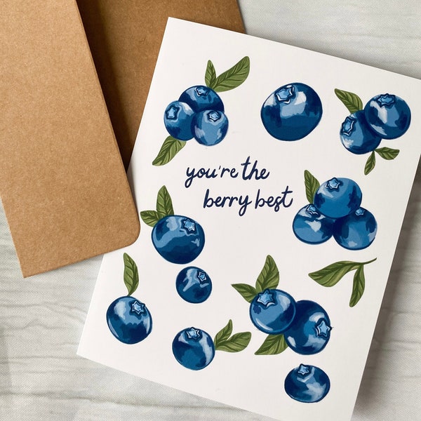 You’re the Berry Best Card, Blueberry Appreciation Card, Valentine’s Day Card, Berries, Love Card, Thankful Card, Gift for Teacher Coworker