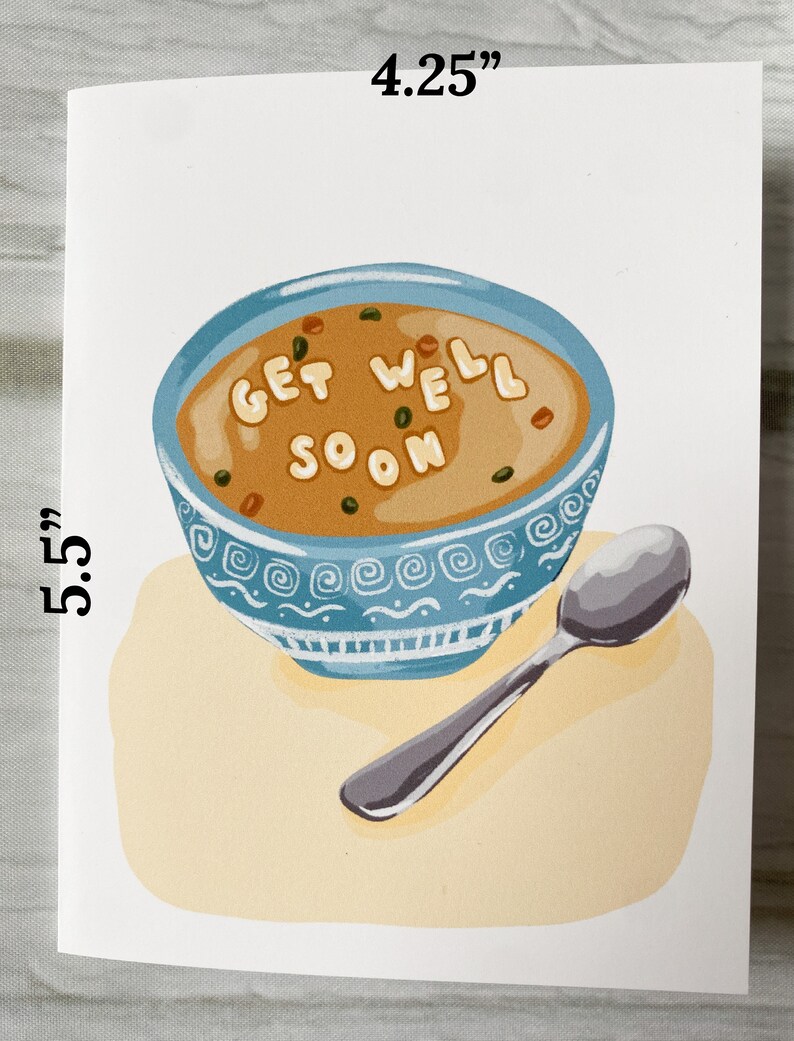 Get Well Soon Sympathy Card Care Gift Thinking of You Soup Art Etsy