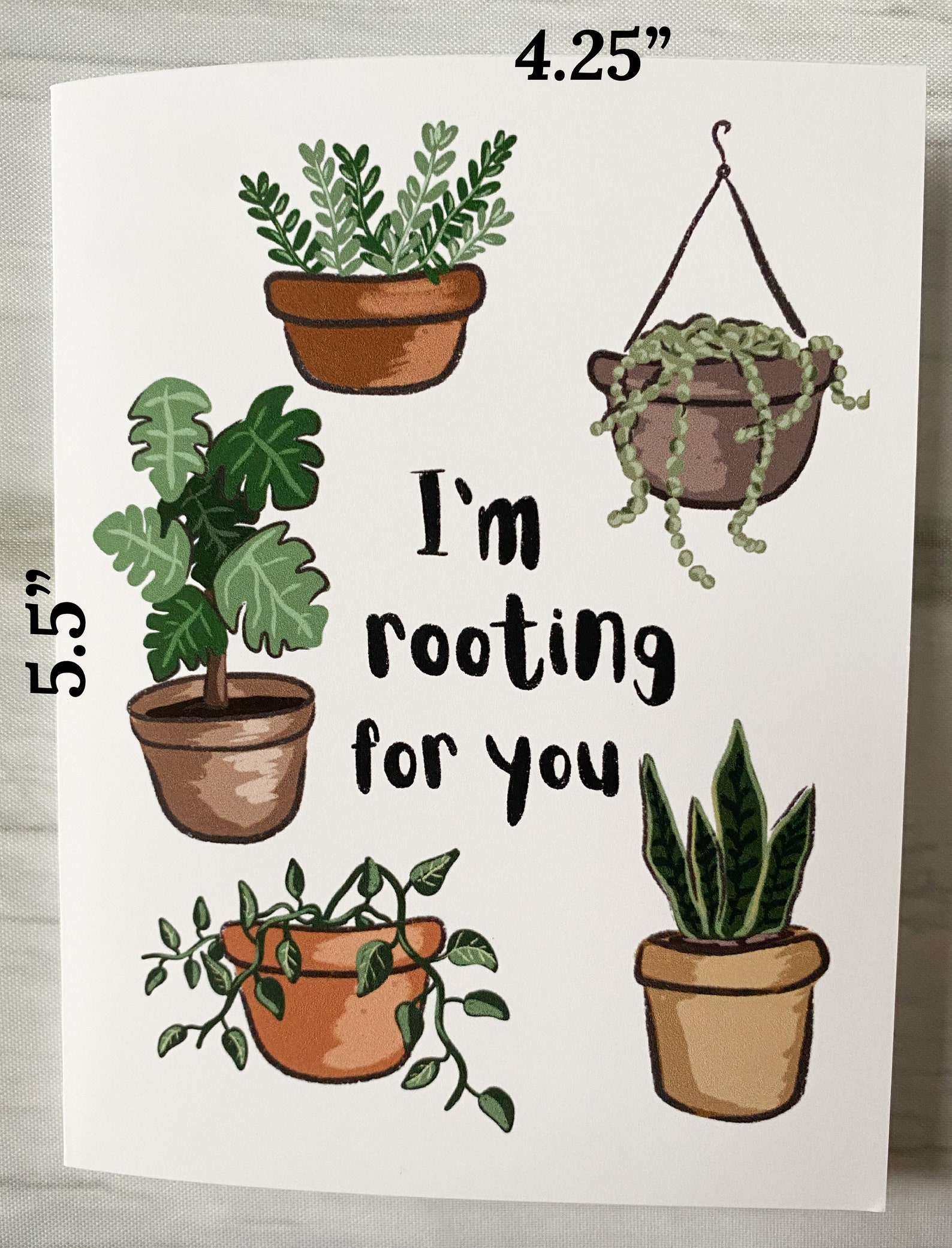 Rooting for You Plant Support Card, Encouragement Card, Plant Lovers ...