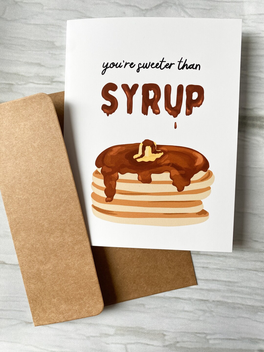 Pancake Pun Valentine Card, Anniversary Card, Sweet Greeting Card, Cute Small Card, Retro Card