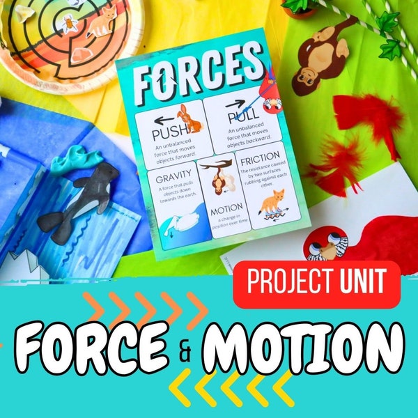 Force and Motion Project Unit: Physical Science for Elementary Kids with STEAM Activities