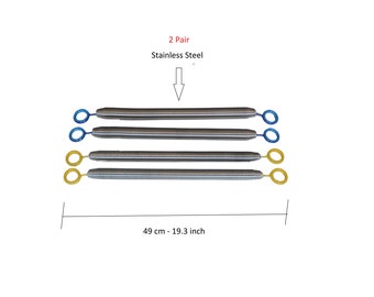 Drop Reformer Pilates Accessories Standard Trapeze Stainless Steel Springs - Resistance 2 pair (4 pcs)  Blue and Yellow Set. very quiet