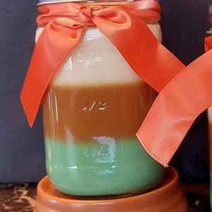 Hand-Poured Seasonal Soy Wax Trios. Sweet Vanilla Creme with Candied Pecans atop hot Apple Pie. Enjoy 3 fragrant layers of all things Fall!