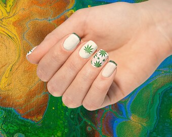 Envoltórios de unha de cânhamo 420 Cannabis Festival Nails