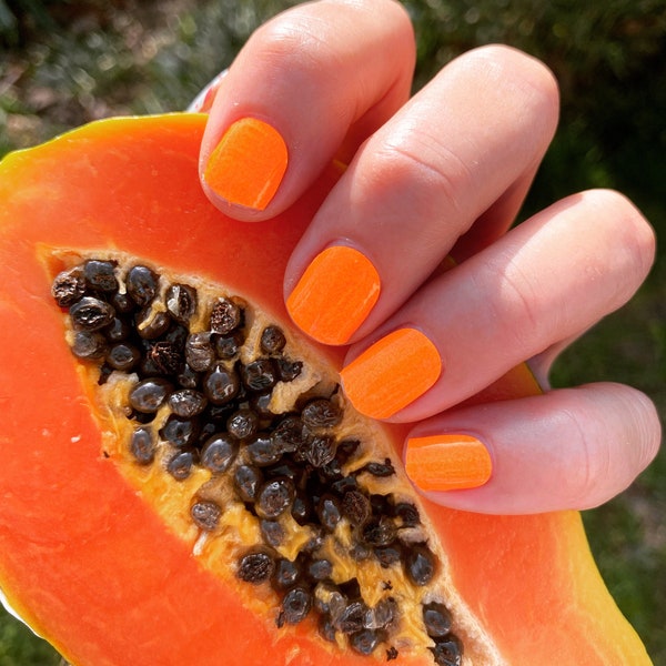 Papaya Nail Wraps Bright Orange Nail Wraps Summer Nail Wraps Vacation Nails