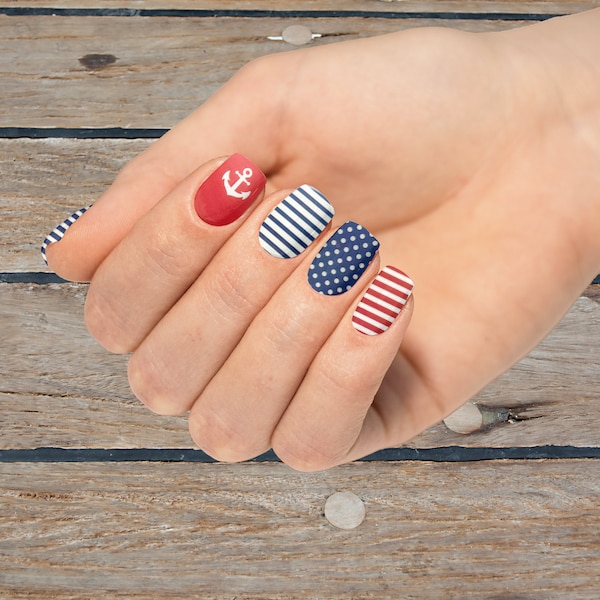 Anchor Nail Wraps Memorial Day Labor Day 4th of July Vacation