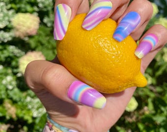Dreamsicle Nail Polish Wraps: Funky Rainbow Nail Art