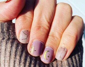 Gold Moon and Sun Nail Wraps