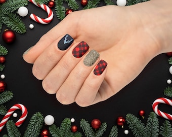 Flannel and Deer Holiday Nail Wraps