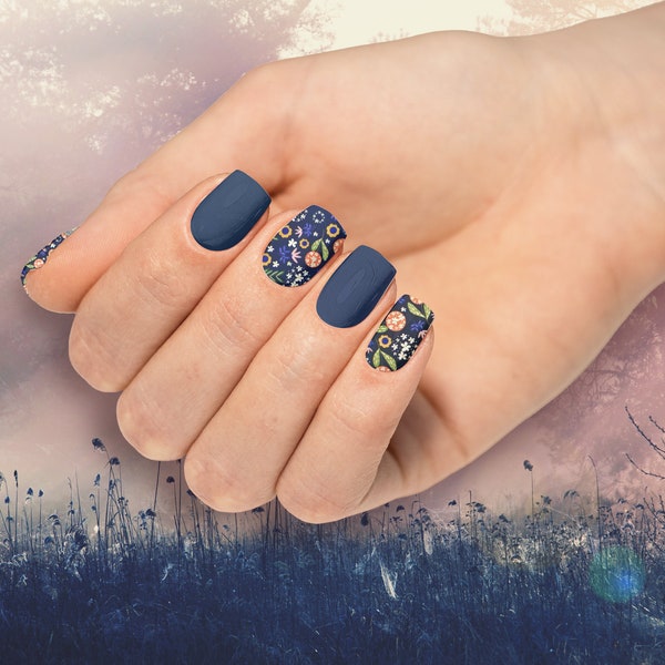 Gartenparty Nail Wraps Sommer Nail Wraps Blumen Nail Wraps Blaue Nail Wraps Frühling Nail Wraps