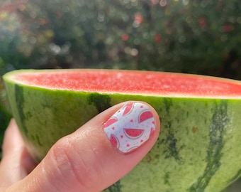 Watermelon Nail Polish Wraps: Fun Summer Manicure