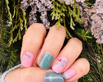 Pink Christmas Nail Wraps