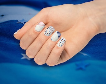 Red, White and Blue Nail Wraps July 4th Memorial Day Labor Day