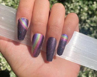 Prism Nail Wraps: Rainbow Black, Pink Floyd Nail Polish Strips