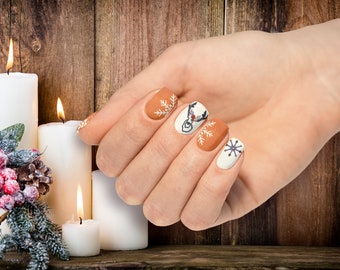 Adesivos de unhas aconchegantes para o inverno