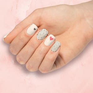 Pink Heart Polka Dot Nail Wraps