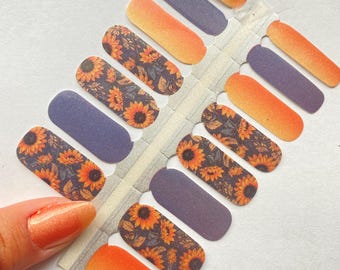 Adesivos de esmalte com girassóis: manicure fácil de fazer em casa