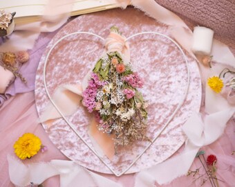 Dried Floral Heart Wreath: Pink and Lilac Wildflowers