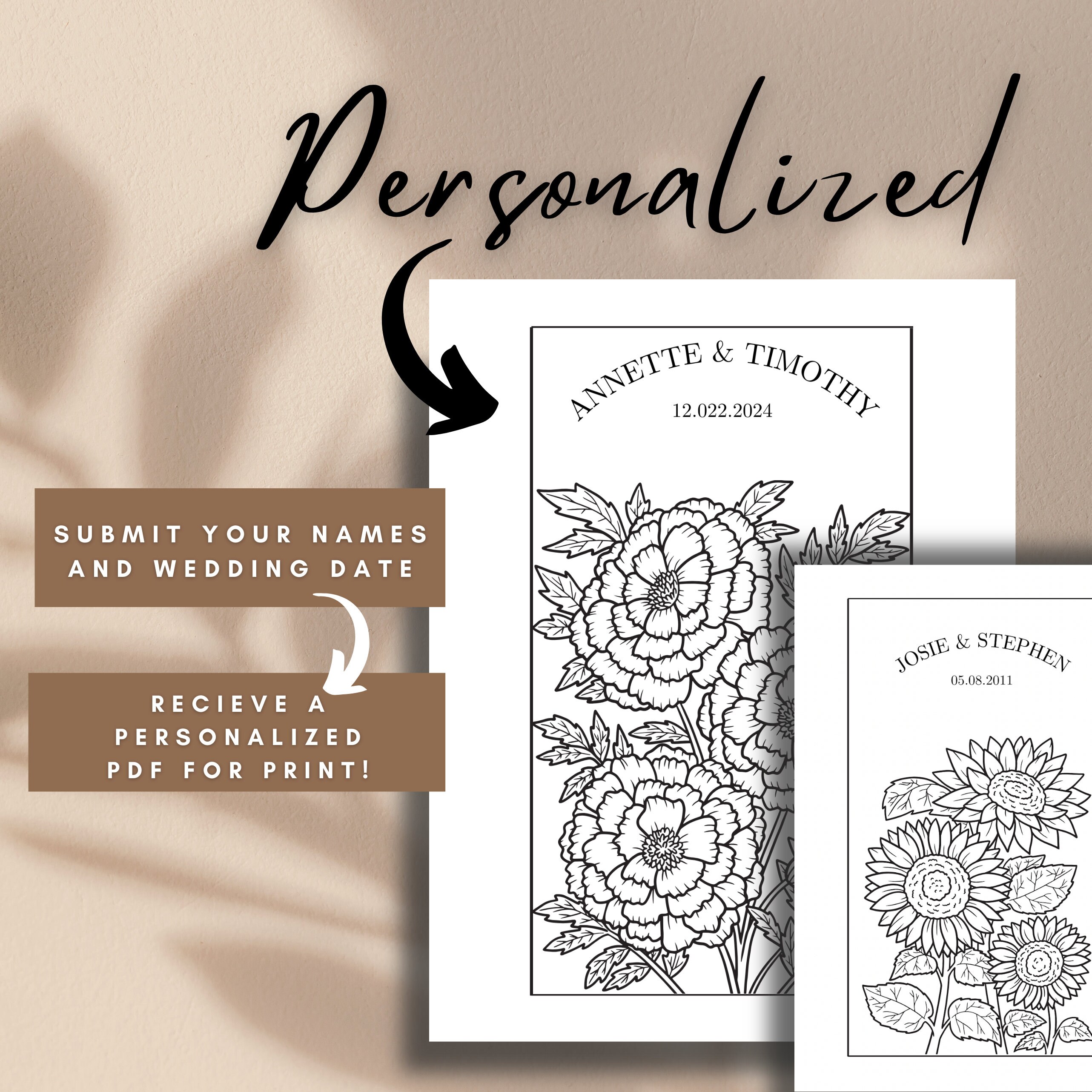 Personalized Wedding Coloring Book, Kids Wedding Activities, Custom ...