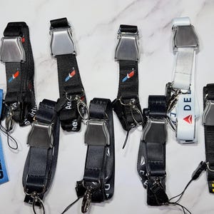 D3ltAirline Seatbelt Buckle Lanyard: Engraved Aviation Gift DL VARIOUS purple airlines