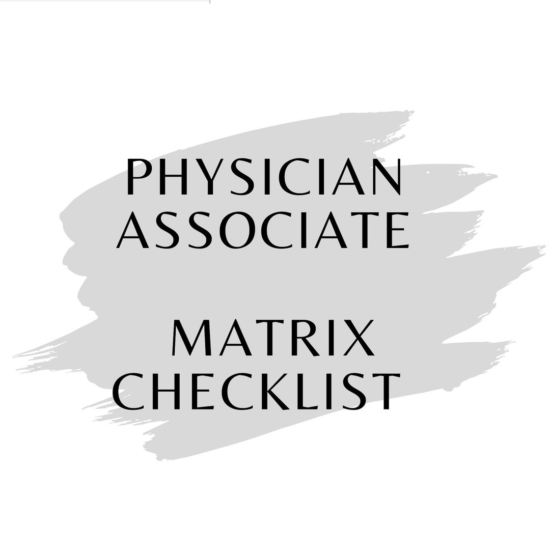 Physician Associate Matrix Checklist - Etsy