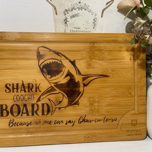 Shark-Coochie Bamboo Cutting Board with Juice Groove