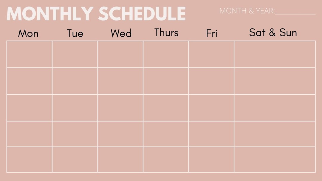 Monthly schedule template - Etsy España