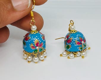 Handmade Floral Jhumka Earrings: Lightweight Paper Quilling Jewelry