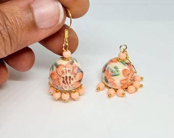 Handmade Floral Jhumka Earrings: Lightweight Paper Quilling Jewelry